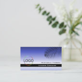 Elegant Blauer Gradient Palm Leaf mit Logo Stilvol Visitenkarte (Stehend Vorderseite)