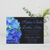 Elegant bläulich blühende Rose Blaue Hydrangeas Einladung (Stehend Vorderseite)