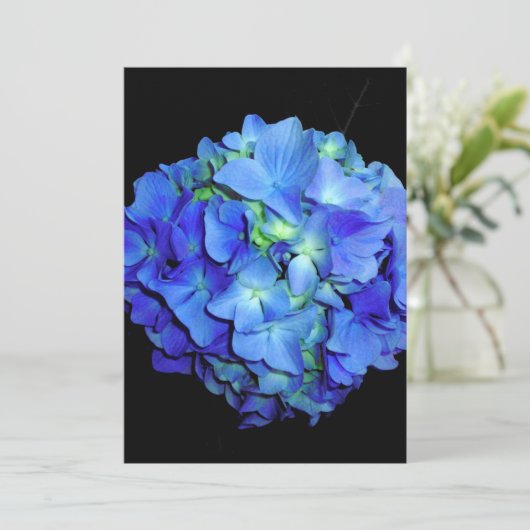 Elegant bläulich blühende Rose Blaue Hydrangeas Einladung (Stehend Vorderseite)