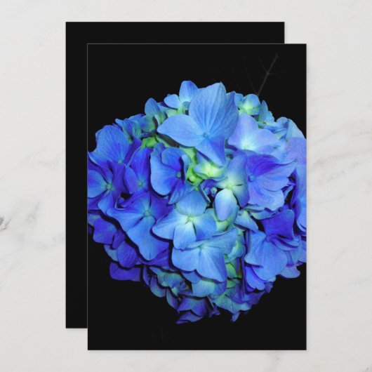 Elegant bläulich blühende Rose Blaue Hydrangeas Einladung (Vorne/Hinten)