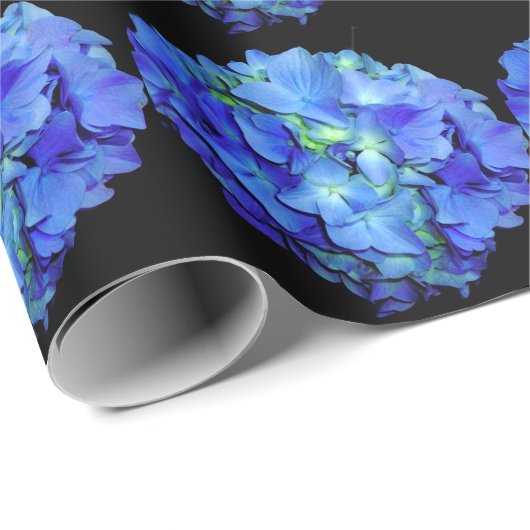 Elegant bläulich blühende Rose Blaue Hydrangeas Geschenkpapier (Rolleneckpunkt)