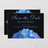Elegant bläulich blühende Rose Blaue Hydrangeas Save The Date (Vorne/Hinten)