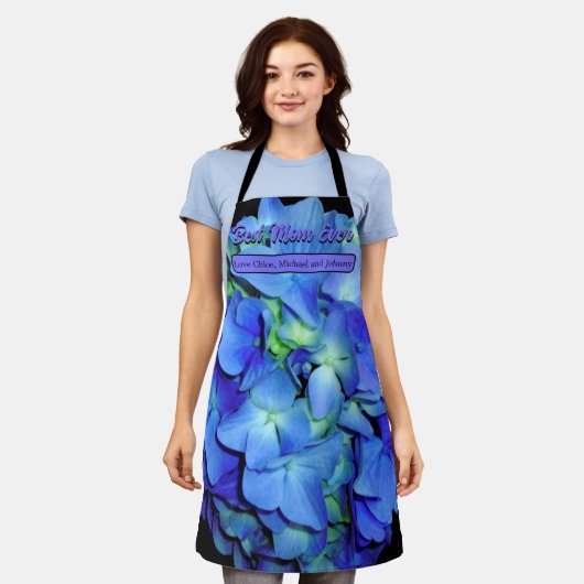 Elegant bläulich blühende Rose Blaue Hydrangeas Schürze (Getragen)