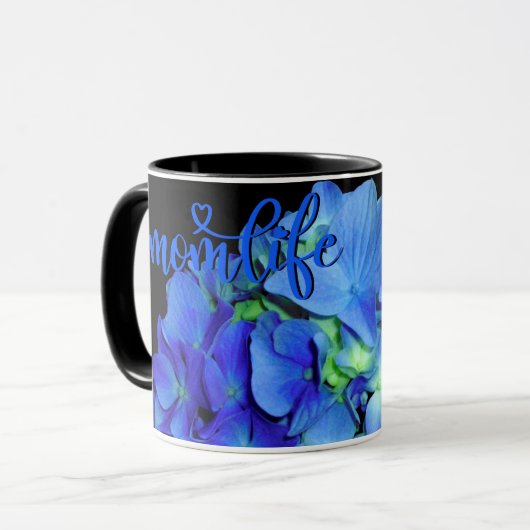 Elegant bläulich blühende Rose Blaue Hydrangeas Tasse (Vorderseite Links)
