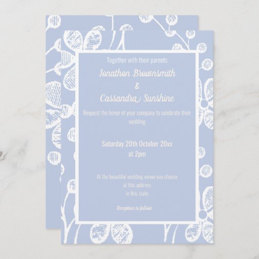 ELEGANT BLAUWEISS FLUSSBREITE EINLADUNG (Vorne/Hinten)