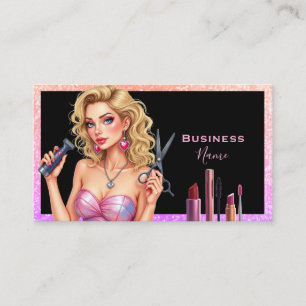 Elegant Blonde Lady Hair Makeup Visitenkarte