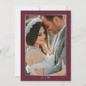 Elegant Blood Red & Silver Script Photo Wedding Einladung (Rückseite)