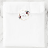 Elegant Bloom Blush Burgundy Dusty Blue Vielen Dan Runder Aufkleber (Tasche)