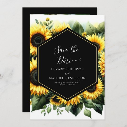 Elegant Bloom Sunflower Wedding Save The Date (Vorne/Hinten)