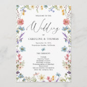 Elegant Bloom Wildblume Script Wedding Programm (Vorderseite)