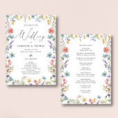 Elegant Bloom Wildblume Script Wedding Programm