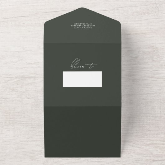 Elegant Blooms Green All in One Wedite Einladung (Außenbereich)