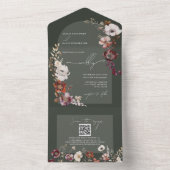 Elegant Blooms Green All in One Wedite Einladung (Innen Boden)