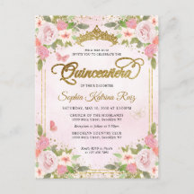 Elegant Bloral Rosa Gold Tiara Quinceañera