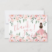 Elegant Bloral Rosa Quinceñera Dankeskarte (Vorderseite)