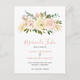 Elegant Bloral Rosa Save the Date Spanisch Ankündigungspostkarte