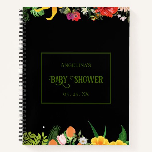 Elegant Blossom Baby Shower Gift List Notebook Notizblock (Vorderseite)