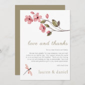 Elegant Blossom Dragonfly Wedding Dankeschön Karte (Vorne/Hinten)