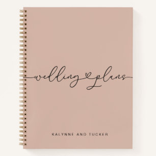 Elegant Blossom Pink Wedding Plans Heart Notebook Notizblock