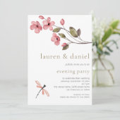 Elegant Blossom QR Code Wedding Abend Party Einladung (Stehend Vorderseite)