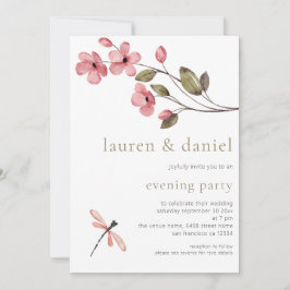 Elegant Blossom QR Code Wedding Abend Party Einladung