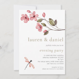 Elegant Blossom QR Code Wedding Abend Party Einladung