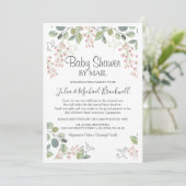 Elegant Blossom Watercolor Baby Shower by Mail Einladung (Stehend Vorderseite)