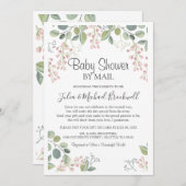 Elegant Blossom Watercolor Baby Shower by Mail Einladung (Vorne/Hinten)