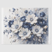 Elegant Blossoms in Blue & White Decoupage Seidenpapier (Vorderseite)