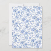 Elegant Blu Floral Chinoiserie Brautparty Einladung (Rückseite)