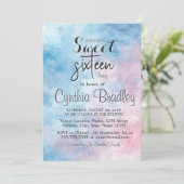 Elegant Blue 16 . Geburtstag Geburtstagsparty Einladung (Stehend Vorderseite)