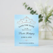 Elegant Blue 16 . Geburtstag Save the Date Postkarte (Stehend Vorderseite)