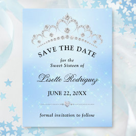 Elegant Blue 16 . Geburtstag Save the Date Postkarte