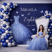 Elegant Blue 18th Birthday Backdrop Tapestry Wandteppich