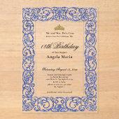 Elegant Blue 18th Birthday Debut Acryleinladungen (Vorderseite)