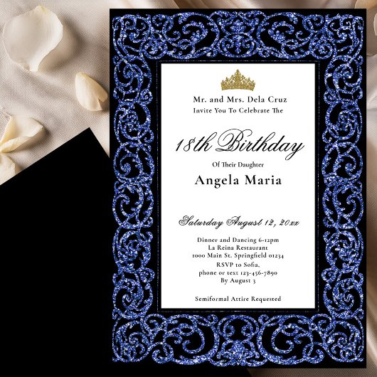 Elegant Blue 18th Birthday Debut Einladung