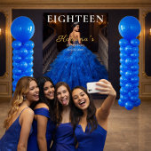 Elegant Blue 18th Birthday Photo Backdrop Wandteppich