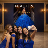 Elegant Blue 18th Birthday Photo Backdrop Wandteppich