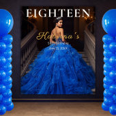Elegant Blue 18th Birthday Photo Backdrop Wandteppich