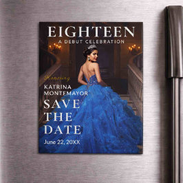 Elegant Blue 18th Magnetic Save Date Magneteinladung