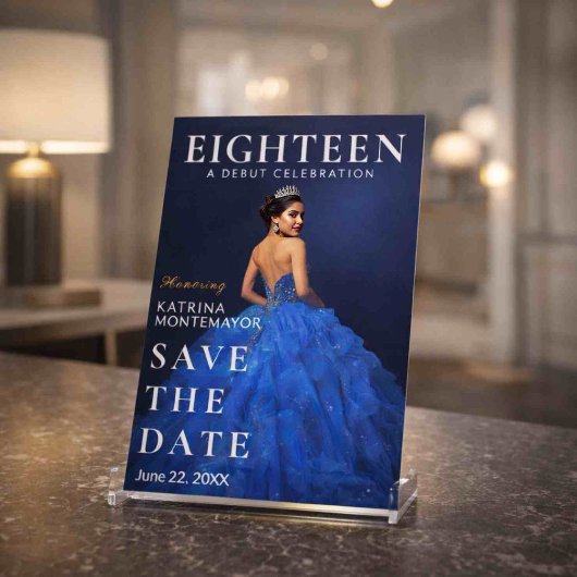 Elegant Blue 18th Save Date