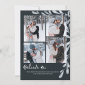 Elegant Blue 4 Foto Collage Feiertagskarte (Vorderseite)