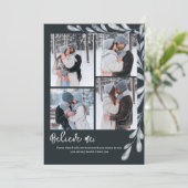 Elegant Blue 4 Foto Collage Feiertagskarte (Stehend Vorderseite)