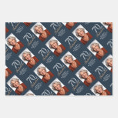 Elegant Blue 70 and Fabulous 70th Birthday Photo Geschenkpapier Set (Vorderseite 3)