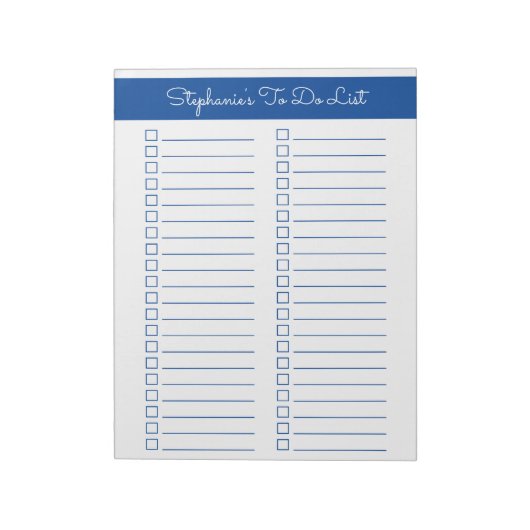 Elegant Blue 8.5x11 Two Column Checklist Notizblock (Rotiert)