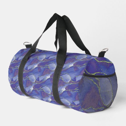 Elegant Blue Abstract mit Purple | Duffle Bag (Rechte Ecke)