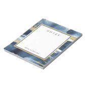 Elegant Blue | Abstraktes Gold mit Monogramm Notizblock (Rotiert)