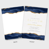 Elegant Blue Agate Boy Taufe Gold Folieneinladung