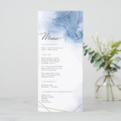 Elegant Blue Agate Hochzeit Frühjahr Menükarte (Stehend Vorderseite)
