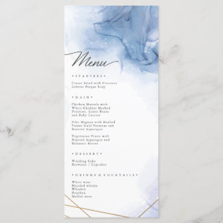 Elegant Blue Agate Hochzeit Frühjahr Menükarte